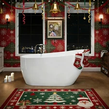 63" Acrylic Freestanding Bathtub, Stylish Deep Soaking Bathtub with Pop-up Drain