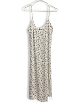 Reformation Slip Dress Size 12 Floral Summer Chic Slit White Blue Classic LN