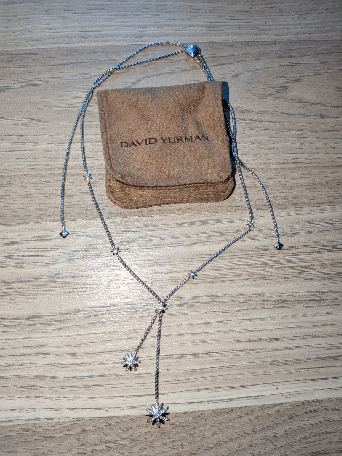 David Yurman Starburst Y Necklace Sterling Silver With Diamonds
