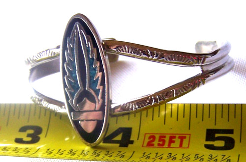 Harley Davidson Vintage Silver Tone Western Bracelet W/ Blue Black Turquoise