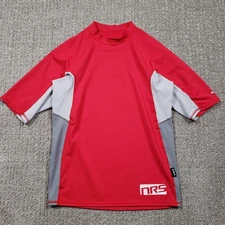 NRS Mens Large Red HydroSilk Shirt Short Sleeve Rash Guard Surf Swim Hyking UPF