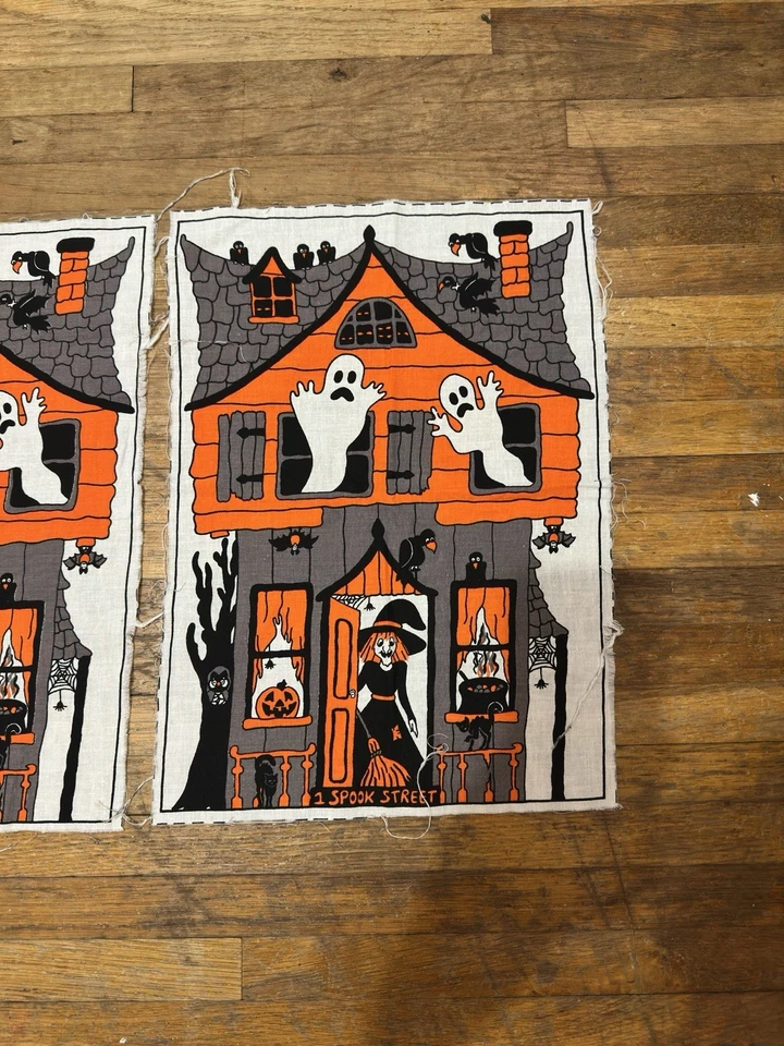 Tela de pañuelos de miedo espeluznante casa embrujada fantasmas brujos de Halloween de colección de los 80 Foto 3 de 4