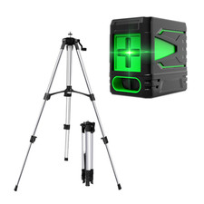 Niveau laser double lignes, avec trépied 1m50 - étanche, antichoc, lumière verte
