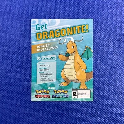 Pokémon DRAGONITE Code Card (Expired) 2015 Nintendo Event Exclusive Promo!