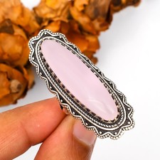 Rose Quartz Gemstone 925 Sterling Silver Ring Handmade Jewelry For Gift