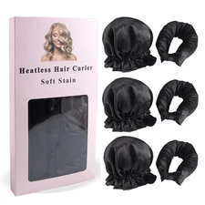 3Pc Satin Heatless Curling Rod  Hair Caps, Soft Overnight Curling Rod Headband