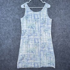 Pineapple Moon Dress Womens Medium Hawaiian 100% Silk Palm Trees Tropical Light