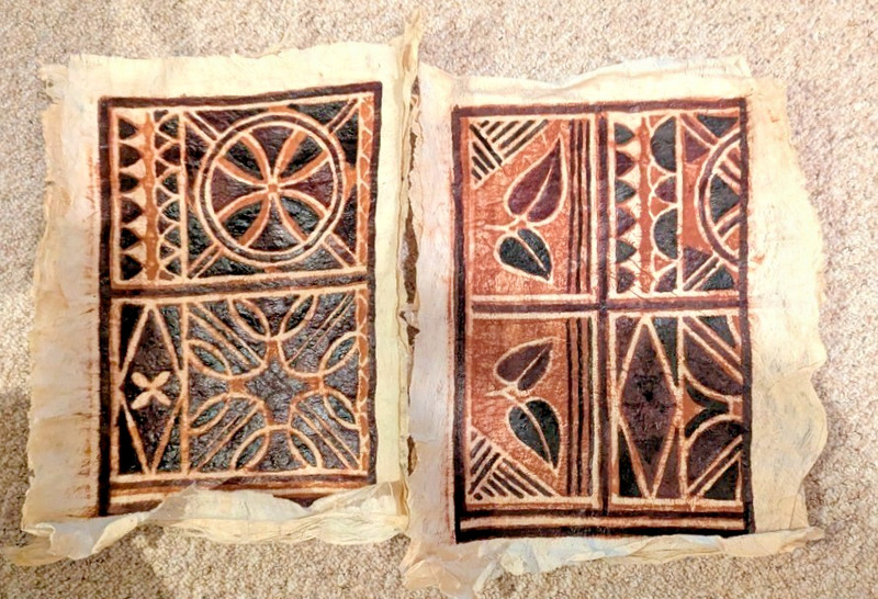 1960's  TAPA BARK CLOTH Folk ART Samoa  Fiji POLYNESIAN Islands   18 "x 12 "