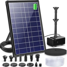 8W Solar Fountain Pump, Solar Water Pump with 3600Mah Battery Backup Work All Da