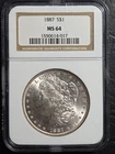 Beautiful 1887 Morgan Silver Dollar NGC Graded MS 64
