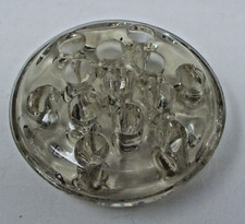 Vintage Heavy Clear Glass Flower Frog 16 Hole Footed Flower Holder 4 1/2"