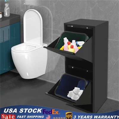 56.8L/15 gallons Tilt Out Trash Can Cabinet Kitchen Waste & Recycling Trash Bin