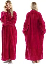 Oksun Womens Plus Size Fleece Dressing Gown Soft 14-20, No Hood-Rose red 
