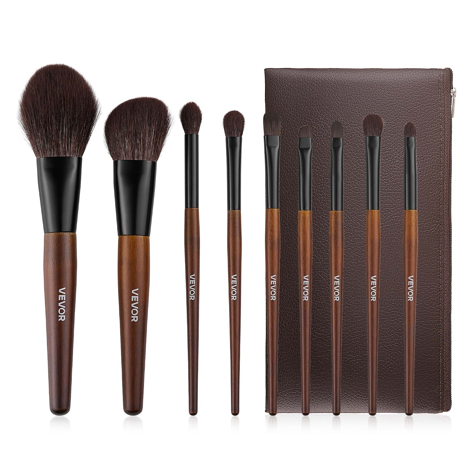 VEVOR Pinceaux Maquillage 9 PCS Rose en Poils Synthetiques Doux pour Teint et Yeux