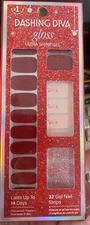 Dashing Diva Gloss 32 Gel Nail Strips CHRISTMASHOLIDAY BEST PINK/RED GLITTER NEW