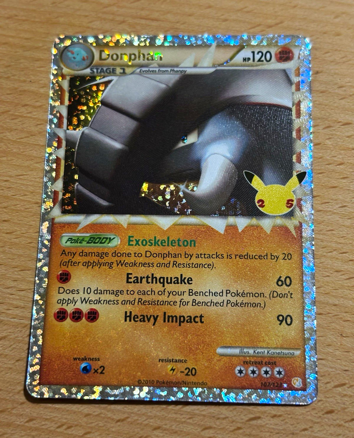 Pokemon TCG Donphan 107/123 Celebrations Rare Holo Eng 2010 120HP Kanetsuna
