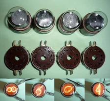 4pcs. IN-1 / ИН-1 Numitron Nixie Tubes for Clock. WITH SOCKET. NEW. IX-1976