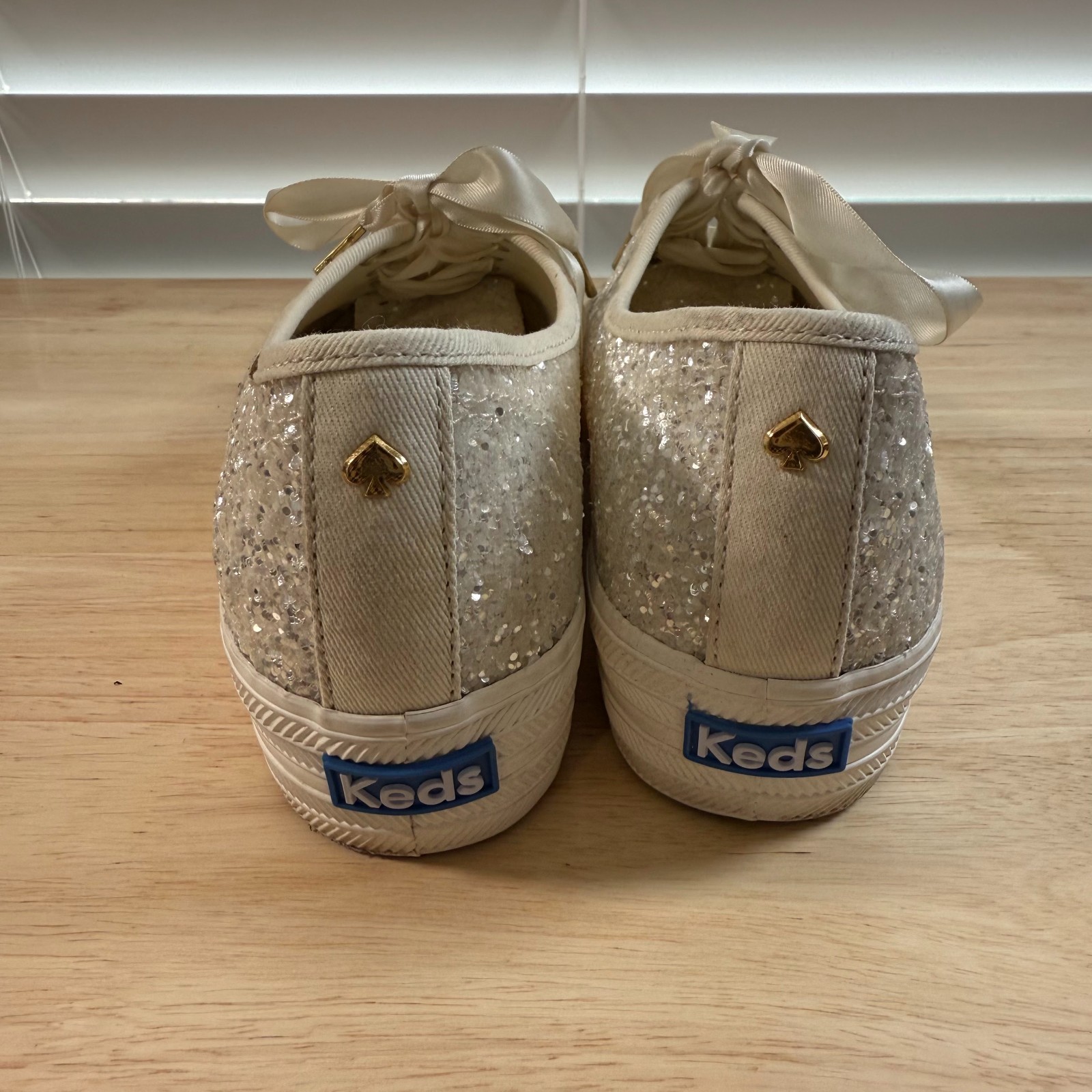 Keds X Kate Spade New York Triple Sneakers Women's White Glitter Lace-Up 7 Bride image 5