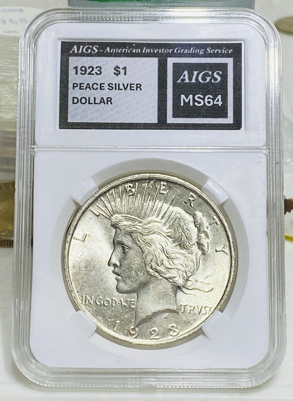 1923 p PEACE DOLLAR - GRADED MS64 by AI ! Beautiful Coin!! L👀K !