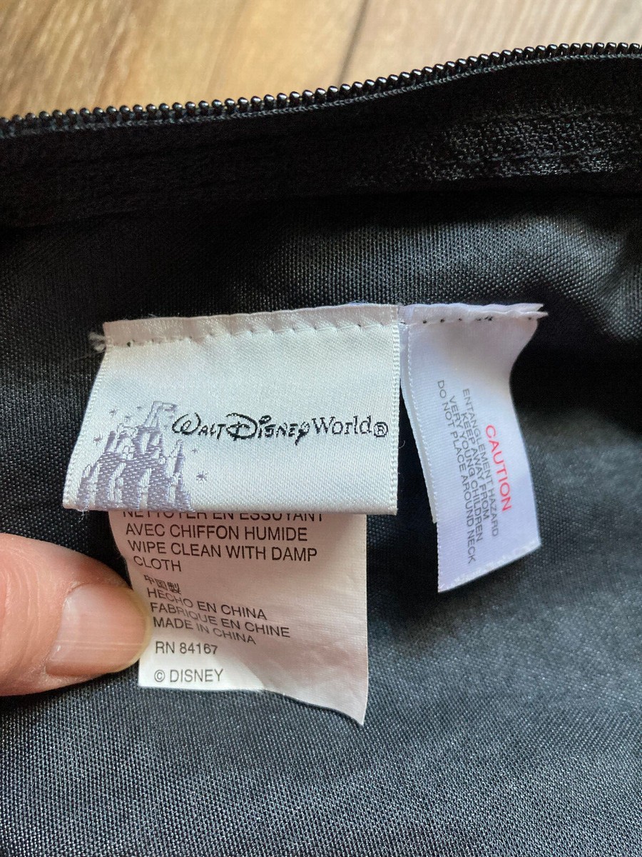 Vintage 90s Walt Disney World Black Embroidered Nylon Tote Bag