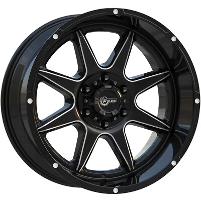20'' 6x5.5 6x139.7 Wheels Rims Set of 4 20x10 -18 Offset Black Milled Spokes 4pcs