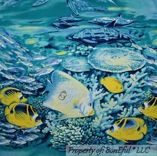 BonEful Fabric BTHY Cotton Quilt Blue Sea Coral Reef Yellow Fish Dolphin Border