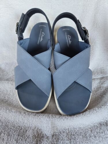 Clarks Drift Sun Sandals Women's Blue Denim Slingback Cloud Steppers 8W