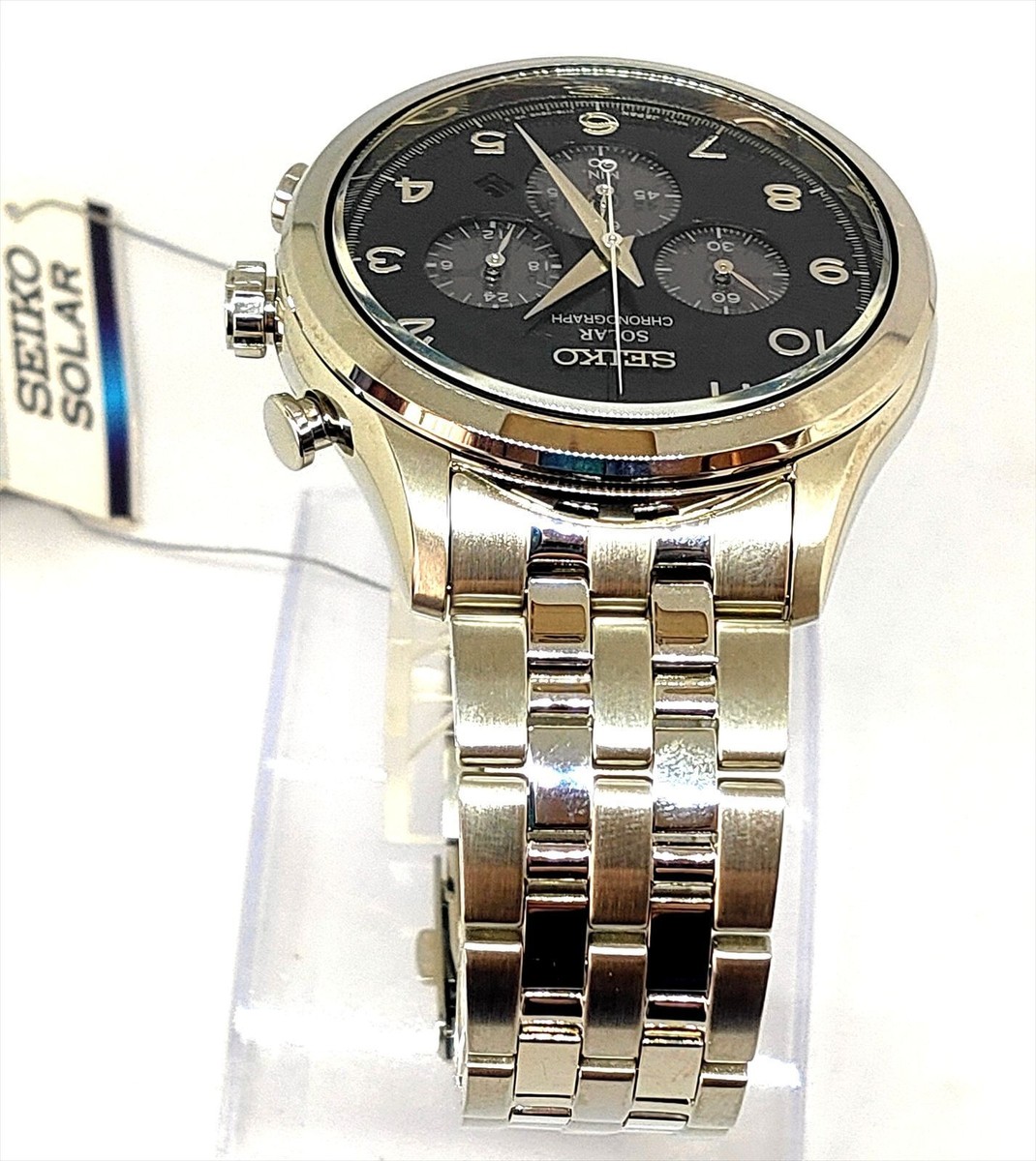 Seiko V175-0DX0 Chronograph Stainless Steel Date Box Solar Mens