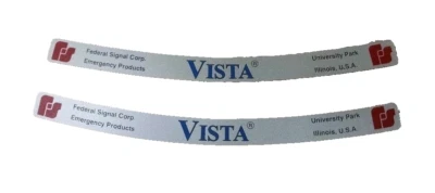 (2) Federal Signal Vista Emergency Light Bar Replacement Factory Nameplate Label