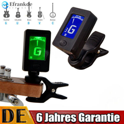 Clip On LCD Elektronik-Digital-Gitarren-Stimmgerät Chromatic Ukulele Tuner DE