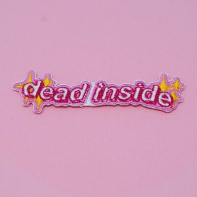 Dead Inside Iron On Patch Sew Goth Emo pink mental health depression awareness