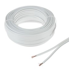 10m Zwillings-Litze 2x 0,35mm&sup2; wei&szlig;-wei&szlig; CU Kupfer Lautsprecher-HiFi-Kabel 14 ,5