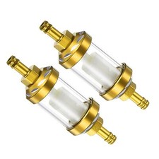 2pcs Universal Inline Petrol Fuel Gasoline Oil Filter with Brass Element Gold