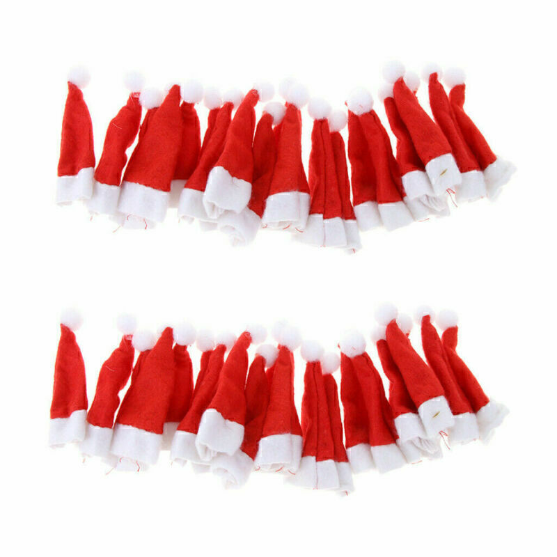 30 Pièces Mini Chapeaux De Père Noël Décorations De Noël, Mini Chapeaux
