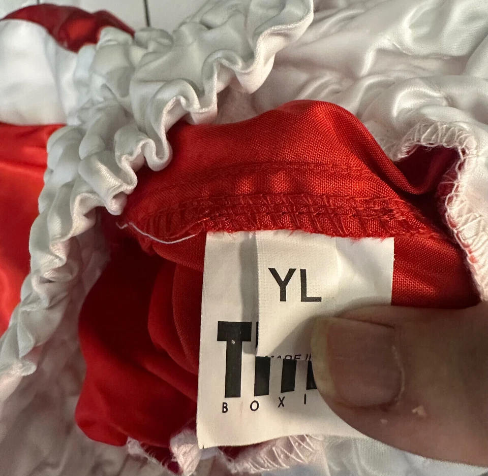 Pantalones Cortos de Boxeo Title Para Hombre Medianos Rojo Blanco Satinado Kickboxing Muay Thai Lucha Foto 2 de 4