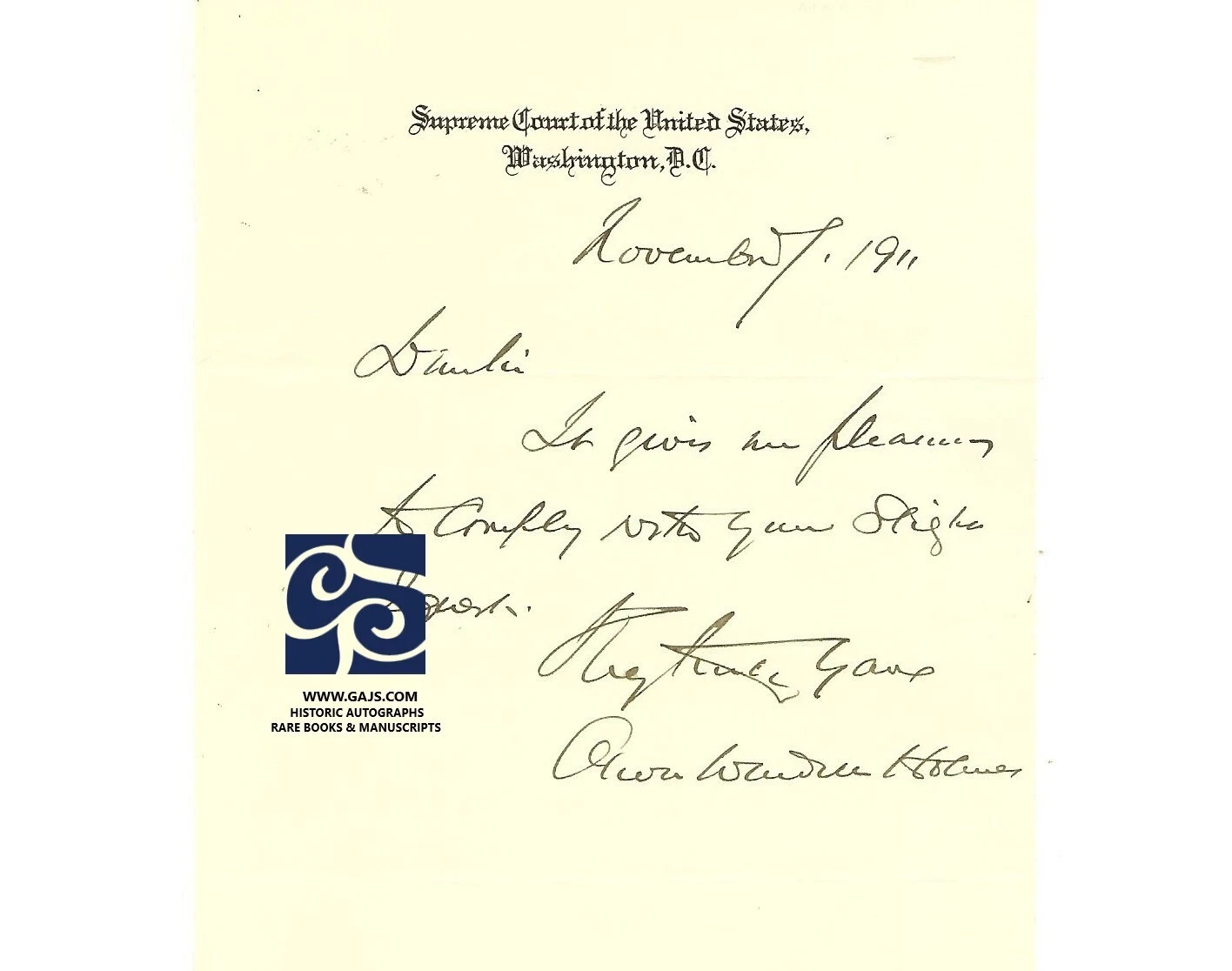 BON RAPPORT QUALITÉ PRIX DU JUGE DE LA COUR SUPRÊME OLIVER WENDELL HOLMES   1911   SIGNÉ   ÉCOSSE