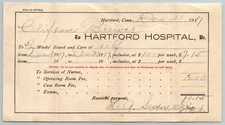 1917  Hartford  Hospital  Connecticut  Receipt 10" x 4"