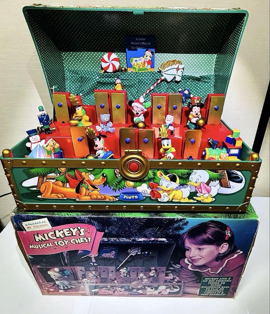 アンティーク雑貨 Mickey's Musical Toy Chest Disney Mickey Musical Toy Chest Mr. Christmas Vintage Toy w