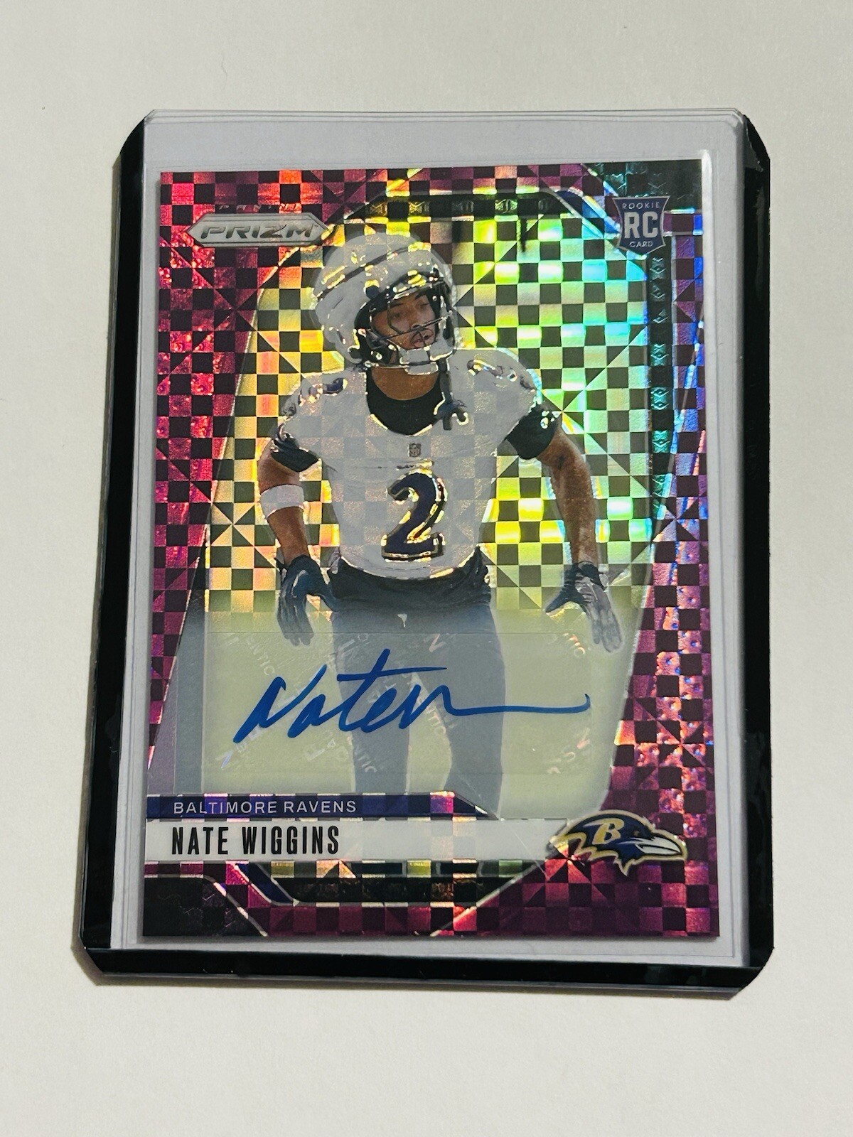 2024 Prizm Football Nate Wiggins Purple Power Auto /49