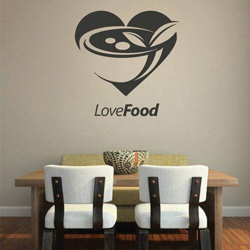Pegatina de pared para decoraciones de cocina tenedor de comida amor cuchara cocina restaurante aperitivo vinilo - Imagen 1 de 5
