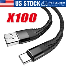 Heavy Duty Braided USB C Type-C Fast Charging Data Sync Charger lot Long Cord