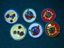 Early : EARTH DAY "Finger" TOP : Lot of 6 @ Vintage 1970s/80s TOY : Mascot