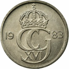 #447792 M&uuml;nze, Schweden, Carl XVI Gustaf, 50 &Ouml;re, 1983, SS, Copper-nickel, KM: