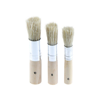 3Pcs/Set Wooden Stencil Brush Hog Bristle Brushes Watercolor Oil Painting To`S2 
