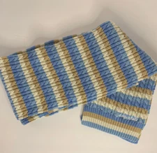 Aeropostale Knit Striped Scarf blue White beige Sweater Cable Knit Women ribbed 