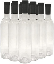 Nicebottles Plastic Wine Bottles Screw Caps, Clear, 750Ml - Pack of 12