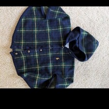 POLO RALPH LAUREN Girls Plaid Wool-blend Hooded Poncho Size 90