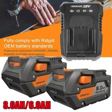 PACK For Ridgid R840087 8.0Ah Lithium Battery Rigid 18 Volt R840085 Power Tools