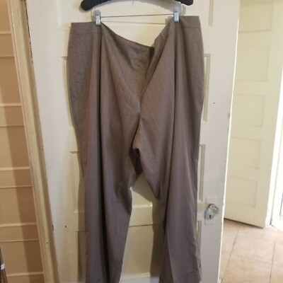 Womens Avenue Beige Pinstripe Wool Pants Size 26