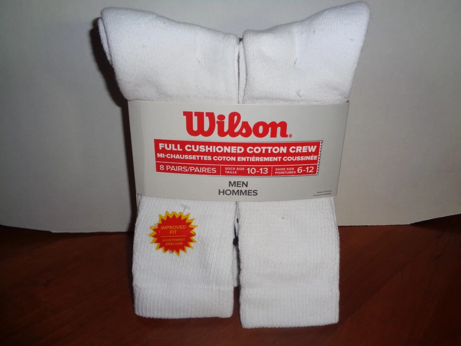 Wilson Cotton Cushioned White Crew Socks 8 Pair Men's Shoe Size 6-12 Size 10-13
Opens in a new windo